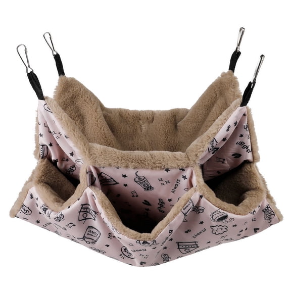 Colourtree&nbsp;Pink Small Pet Cage Hammock Triple Layer Hammock Hamster Guinea Pig Cage Accessories Bedding Cozy Ferret Tunnel Cave Small Animals Bed for Chinchilla Sugar Glider