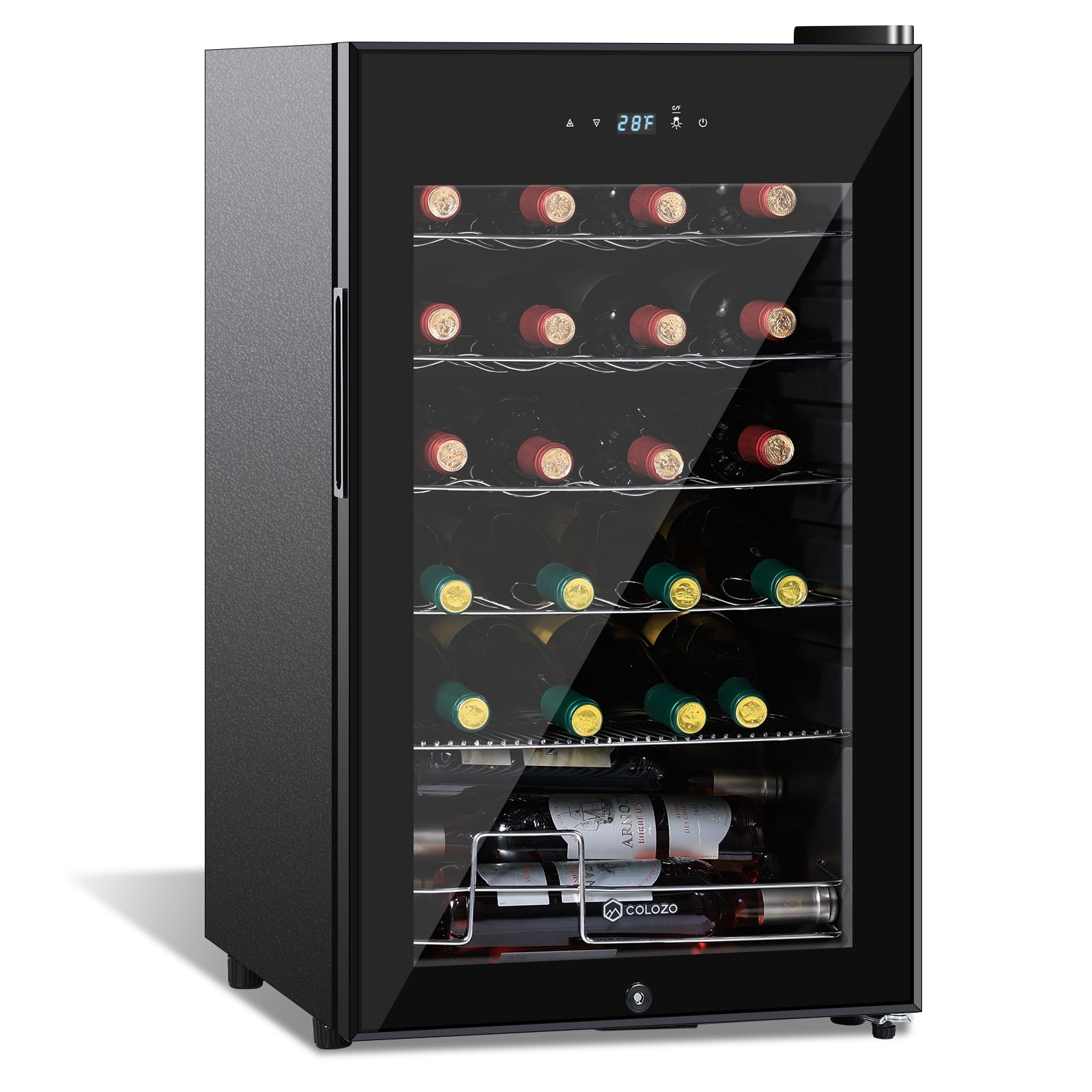 Colozo 17 Inch Wine Fridge Cooler, Under Counter Beverage Refrigerator Cooler with Adjustable Shelves