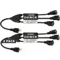 thumbnail image 1 of Colsen Light Extension Cord Splitter 1 to 3, 24 inch, 14AWG, 3 Prong, Outdoor Power, Black(2 Pack), 1 of 8