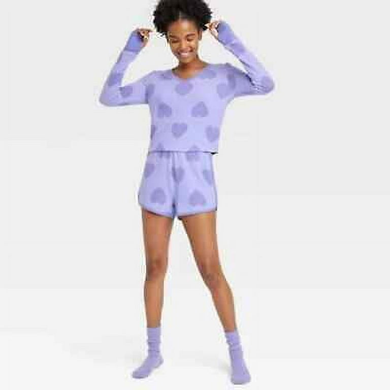Colsie Women's Top & Bottom Three Piece Heart Print Pajama Set