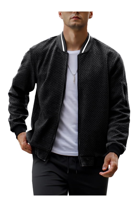 Men's Bomber Jacket, Casual Lightweight Zip Up Varsity Jacket, Fashion Outerwear for Men