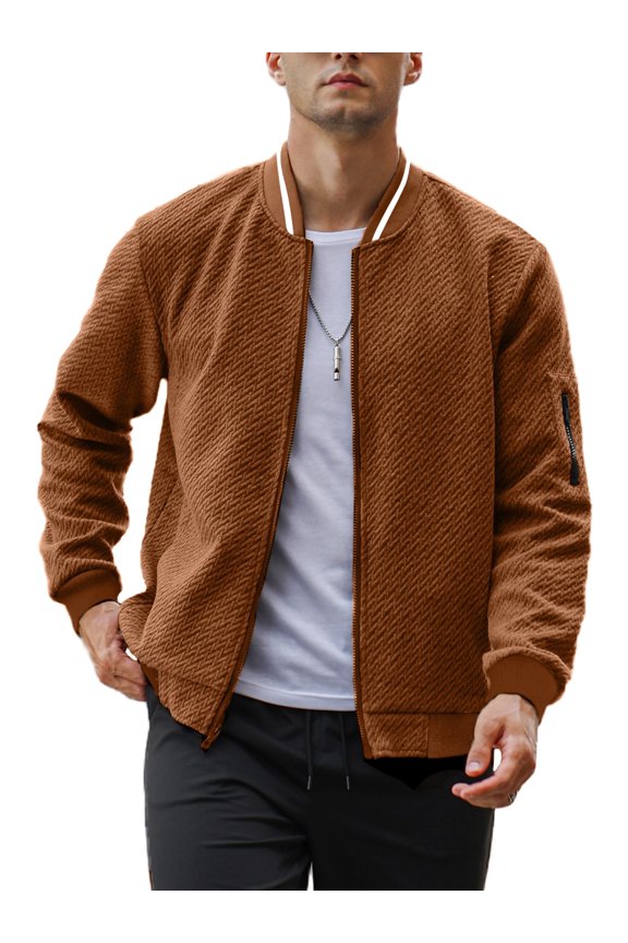 Men's Bomber Jacket, Casual Lightweight Zip Up Varsity Jacket, Fashion Outerwear for Men