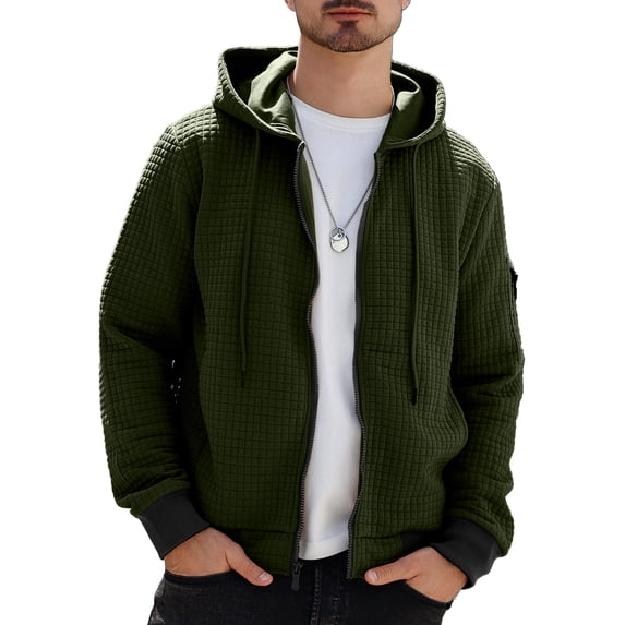 Colsmile Men's Hoodie Full Zip Lightweight Waffle Knit Sweatshirt Casual Long Sleeve Jacket with Pockets Spring Fall Winter