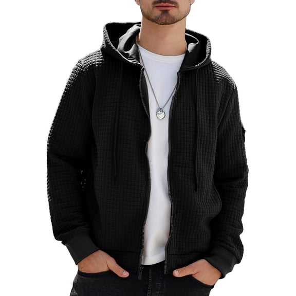 Colsmile Men's Hoodie Full Zip Lightweight Waffle Knit Sweatshirt Casual Long Sleeve Jacket with Pockets Spring Fall Winter