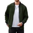 thumbnail image 1 of Colsmile Men's Waffle Knit Bomber Jacket, Lightweight Full Zip Varsity Baseball Coat with Pockets for Spring Fall,Armygreen L, 1 of 9