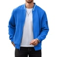 thumbnail image 1 of Colsmile Men's Waffle Knit Bomber Jacket, Lightweight Full Zip Varsity Baseball Coat with Pockets for Spring Fall,Royal Blue 3XL, 1 of 9