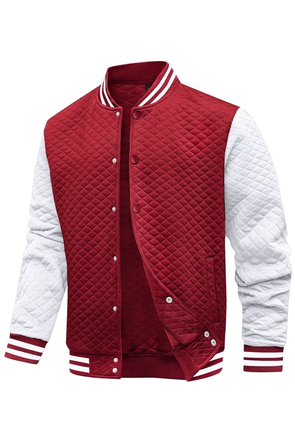 Mens Varsity Jacket Lightweight Outerwear Jacket Causal Waffle Letterman Bomber Jackets Baseball Coat