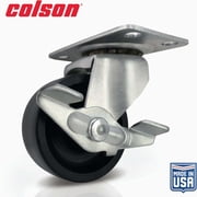 Colson 2 In. Black Polypropylene Swivel Plate Caster with Locking Brake 82231