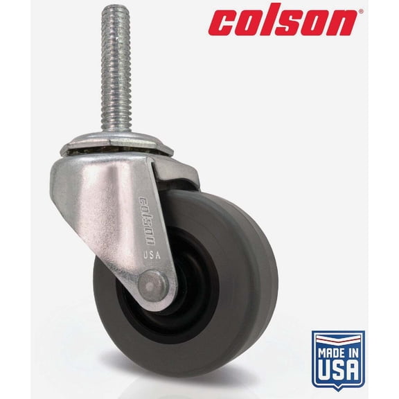 Colson 2 In. Gray TPR Swivel Threaded Stem Caster 82244