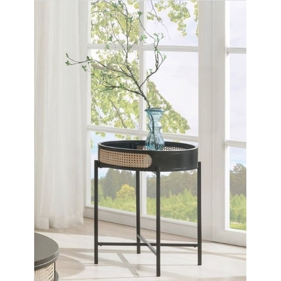 Colson Black Finish End Table Made of Composite Wood, Metal & PVC