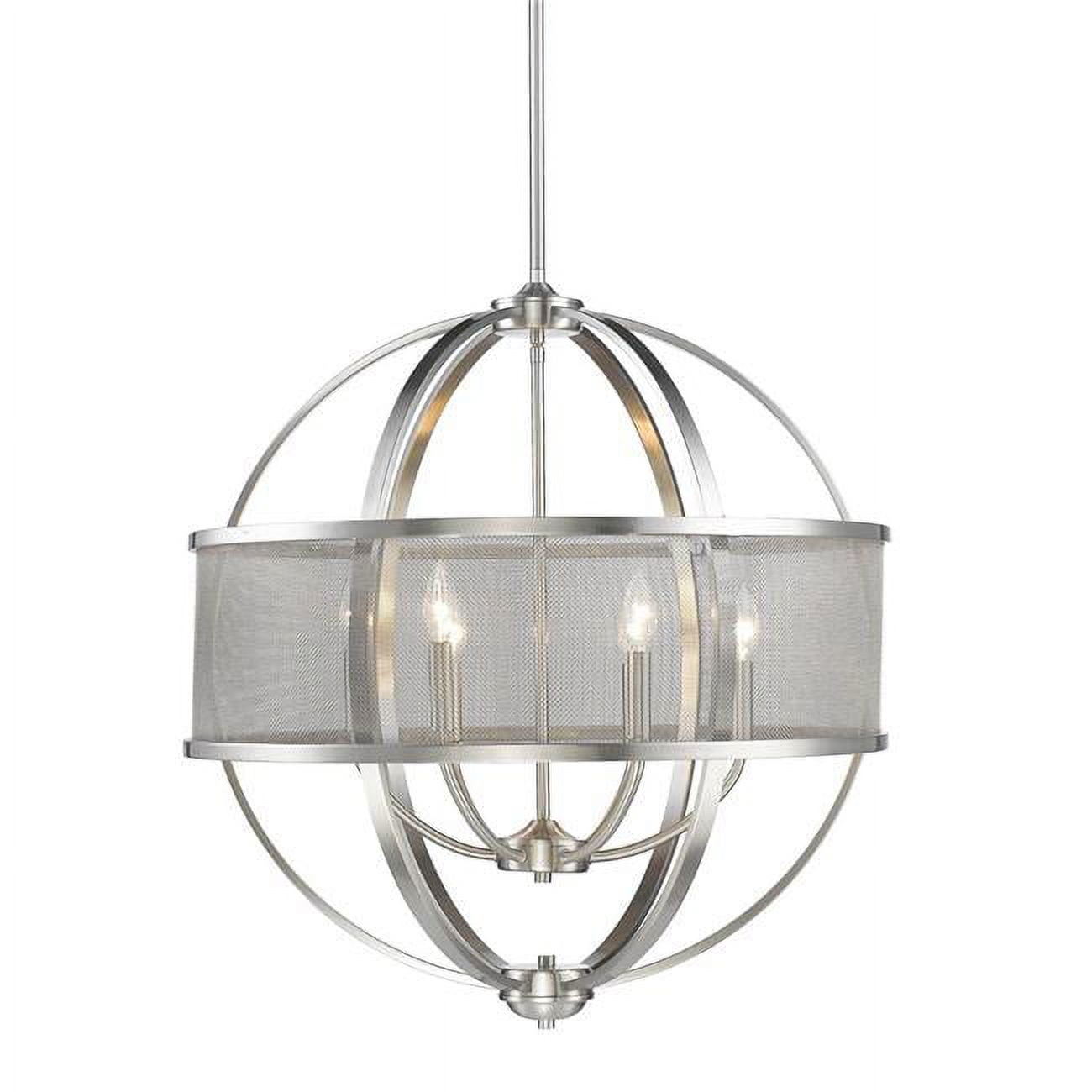 Contemporary Silver 6-Light Industrial-Chic Chandelier
