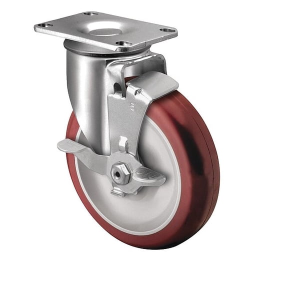 Colson PlateCaster,Swivl,Polyurethane,4 11/16"H 2.03256.95 BRK1