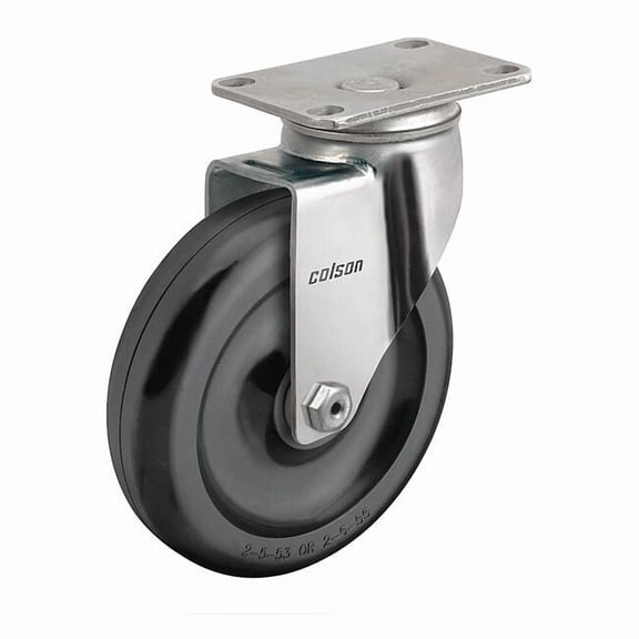 Colson Plate Caster,Swivel,Polyolefin,4 11/16"H 2.03456.544