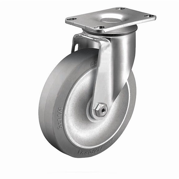 Colson Plate Caster,Swivel,Rubber,4 1/8"H 2.03356.42