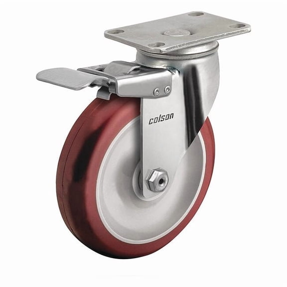 Colson Plate Caster,Swivel,Polyurethane,4 1/8"H 2.33456.944 BRK4