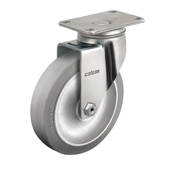 Colson Plate Caster,Swivel,Rubber,5 1/8"H 2.04456.444