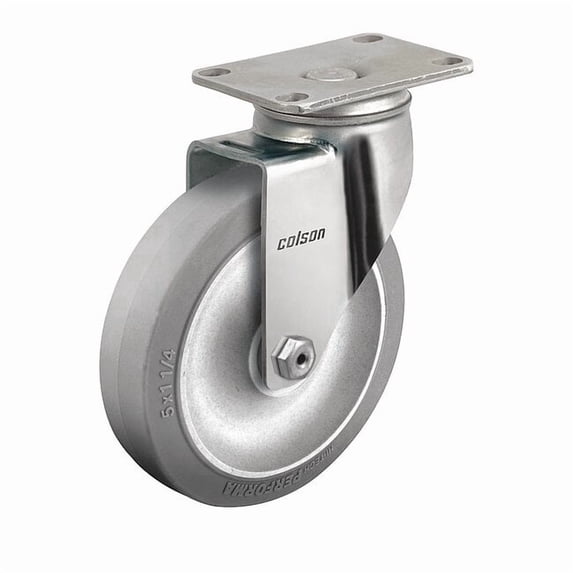 Colson Plate Caster,Swivel,Rubber,6 3/16"H 2.05456.444