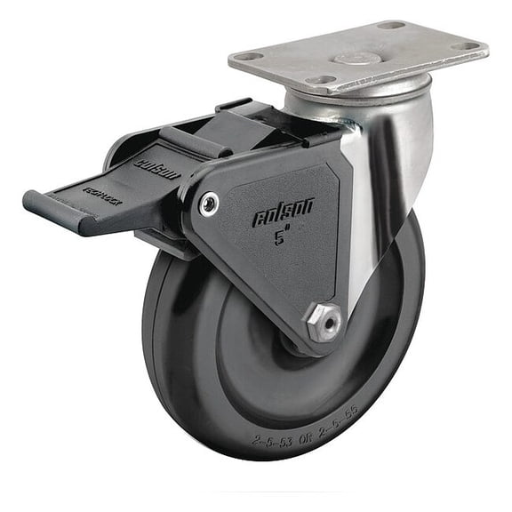 Colson Plate Caster,Swivel,5" Wheel Dia. 2.05456.544 BRK2