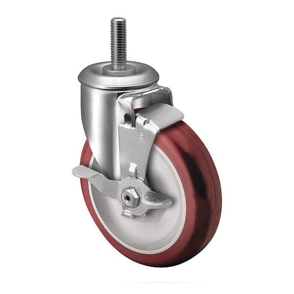 Colson Stem Caster,5"dia,Polyurethane,250lb 2.05254.95 BRK1