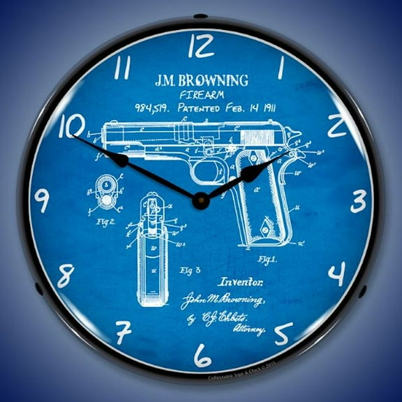 Colt 1911 Patent Wall Clock, Lighted