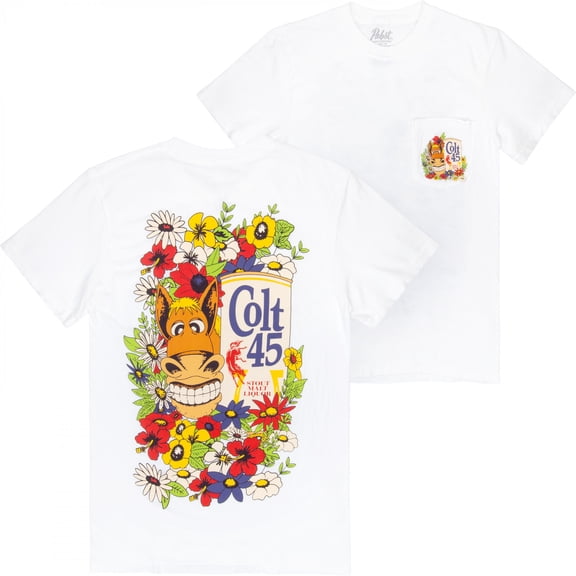 Colt 45 897062-3xlarge Floral White Front & Back Print T-Shirt - White - 3XL