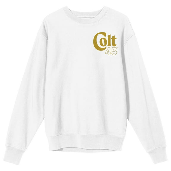 Colt 45 Horse & Can Crew Neck Long Sleeve White Adult Sweatshirt-XXL