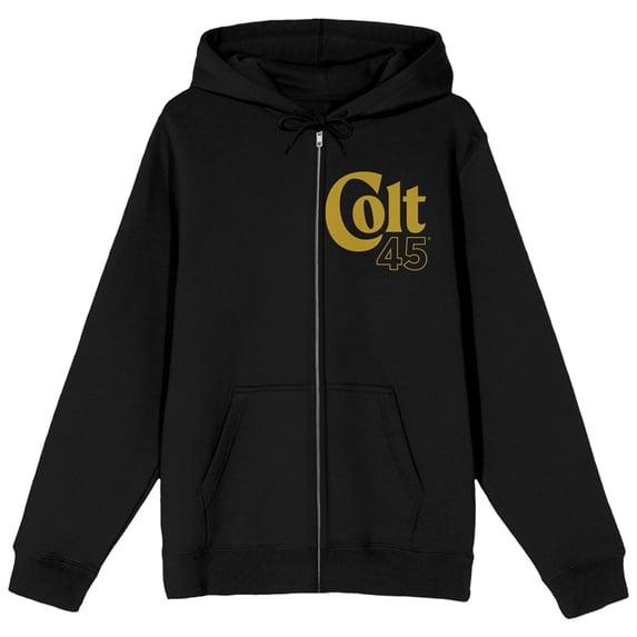 Colt 45 Horseshoe Logo Long Sleeve Black Adult Zip-Up Sweatshirt-Medium