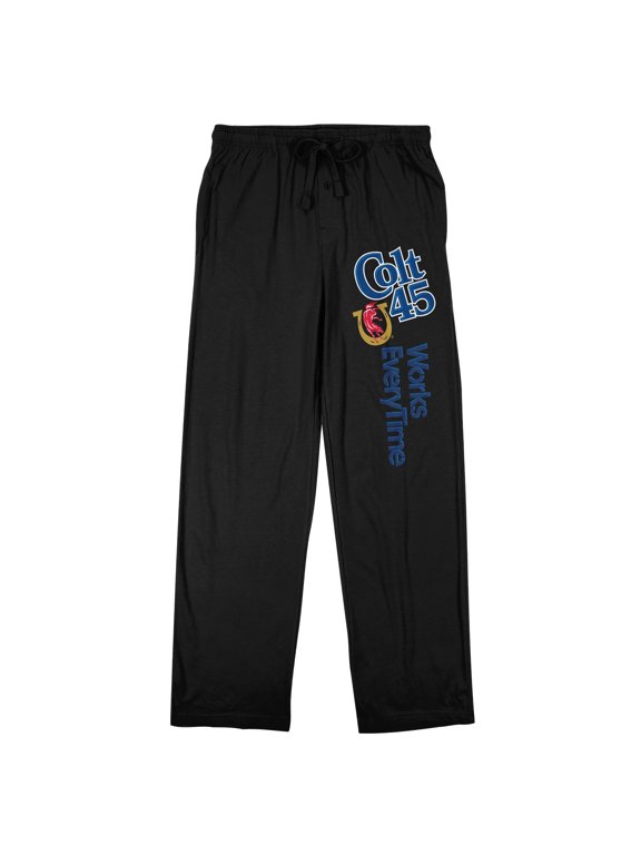 Colt 45 Logo Works Every Time Men's Black Sleep Pajama Pants-XL