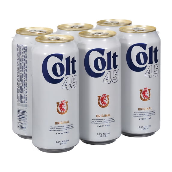 Colt 45 Original, 6 pack, 16 fl. oz Aluminum Cans, 5.6% ABV, Domestic Lager