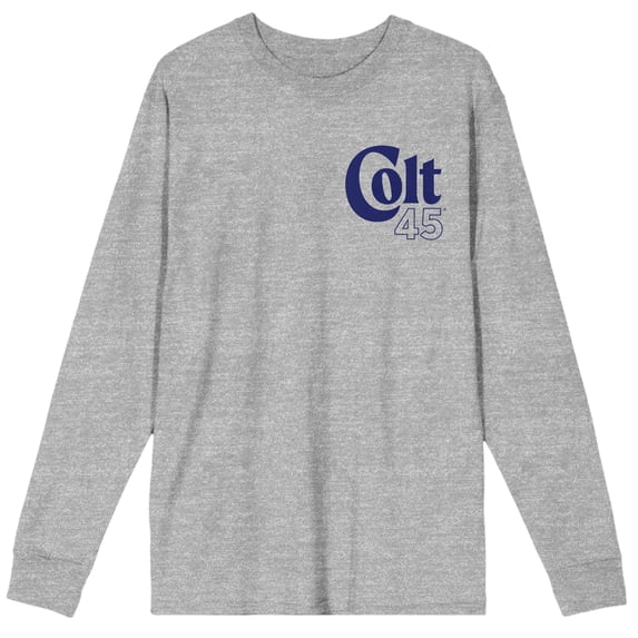 Colt 45 Works Every Time Crew Neck Long Sleeve Gray Heather Adult Tee-Large