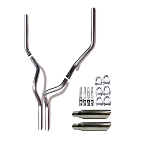 Colt Exhaust Stainless Steel Universal Mandrel Dual Pipes Exhaust Kit with Rolled Edge Angle Cut Tips Fits Dodge Ram 2500 2011-2018