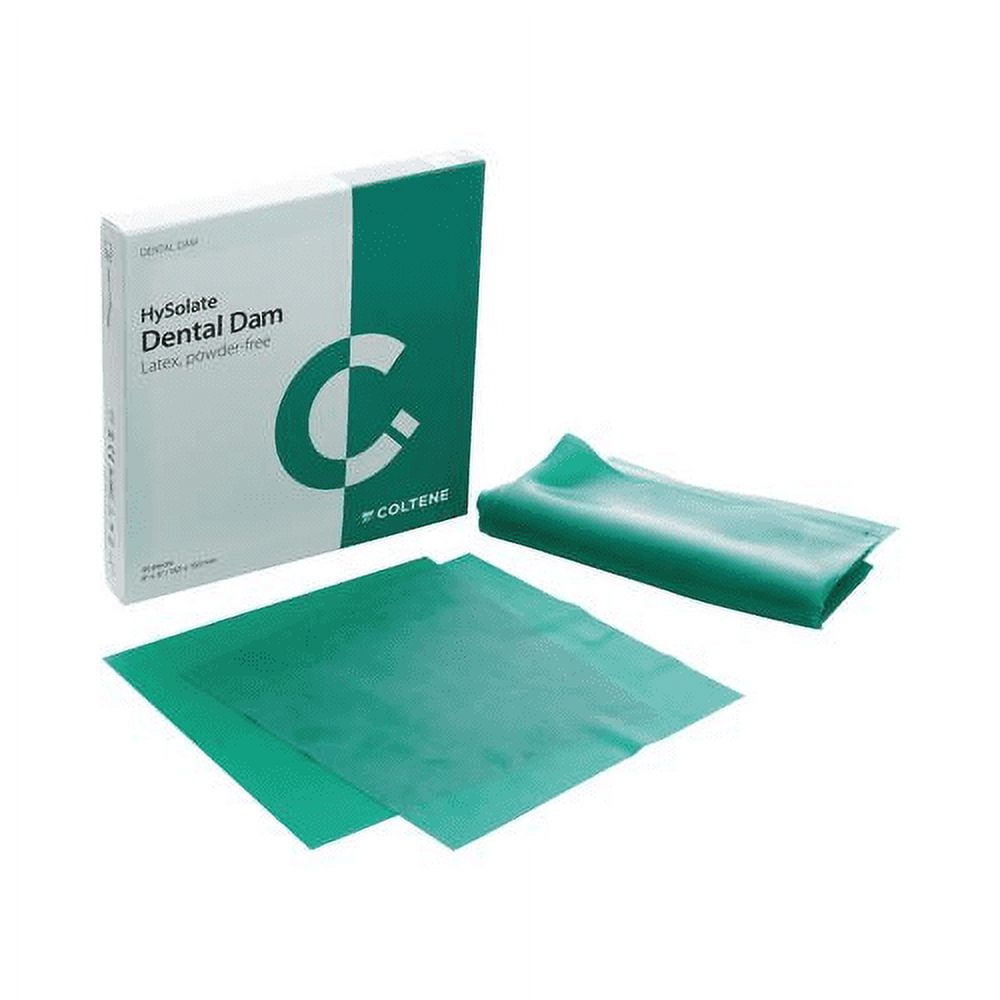 Coltene Whaledent 60034414 HySolate Latex Dental Dam 5" X 5" Green Thin 52/Pk H02141