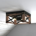 thumbnail image 1 of Colton 12-in W Brown Wood Cage Flush Mount Ceiling Light Fixture, 1 of 10
