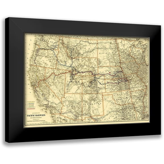 Colton 14x11 Black Modern Framed Museum Art Print Titled - Pacific Railways - Colton 1887