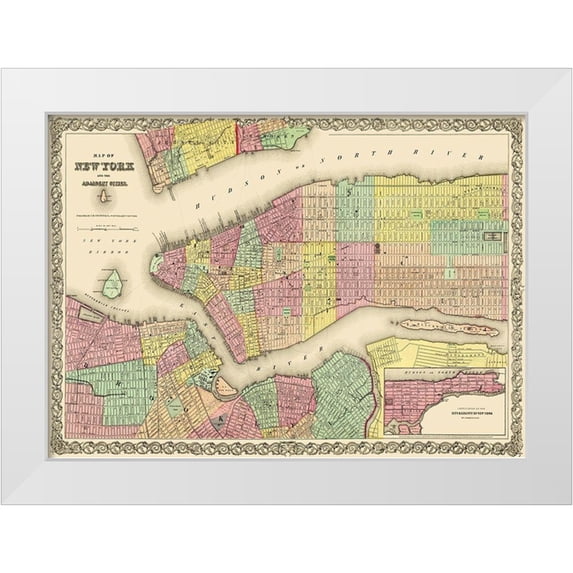 Colton 14x11 White Modern Wood Framed Museum Art Print Titled - New York New York - Colton 1855