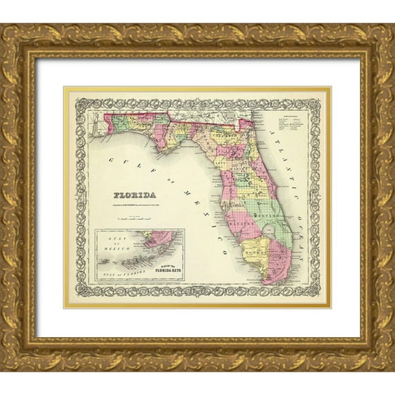 Colton 14x12 Gold Ornate Wood Framed with Double Matting Museum Art Print Titled - Florida - Colton 1856