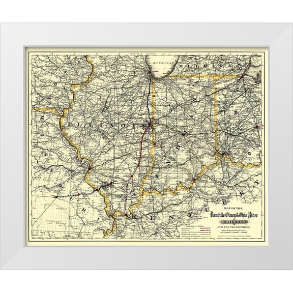 Colton 14x12 White Modern Wood Framed Museum Art Print Titled - Danville, Olney and Ohio River RR - Colton 1881