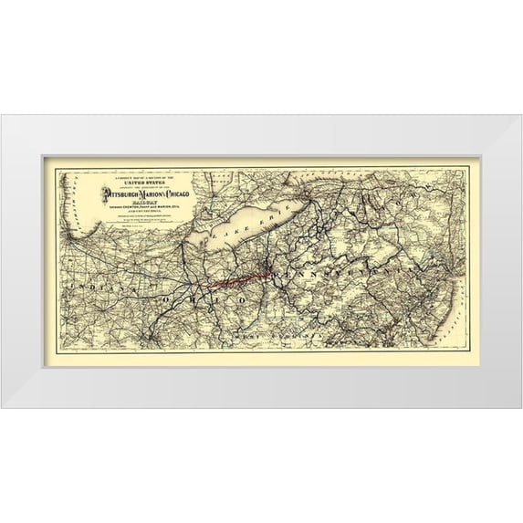 Colton 14x9 White Modern Wood Framed Museum Art Print Titled - Pittsburgh, Marion and Chicago Railway 1887