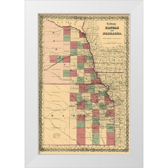 Colton 17x24 White Modern Wood Framed Museum Art Print Titled - Nebraska, Kansas - Colton 1875
