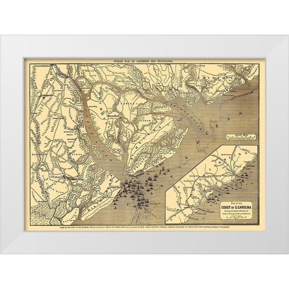 Colton 18x14 White Modern Wood Framed Museum Art Print Titled - Beaufort, Savannah, Charleston South Carolina