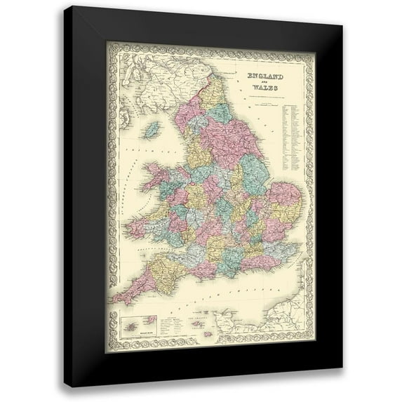Colton 18x24 Black Modern Framed Museum Art Print Titled - Great Britain England Wales - Colton 1855