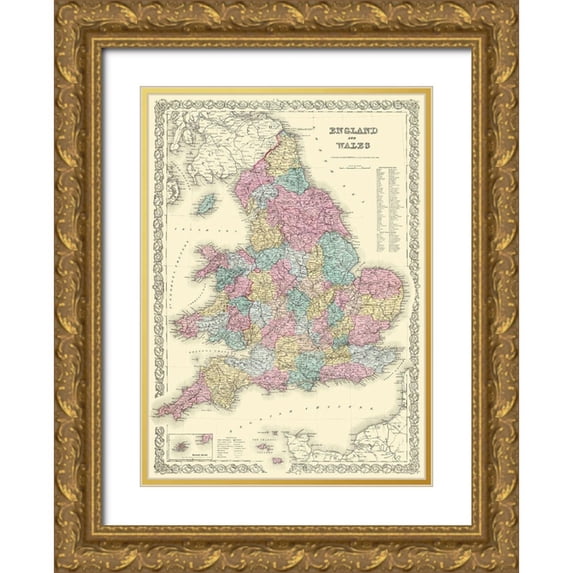Colton 18x24 Gold Ornate Wood Framed with Double Matting Museum Art Print Titled - Great Britain England Wales - Colton 1855