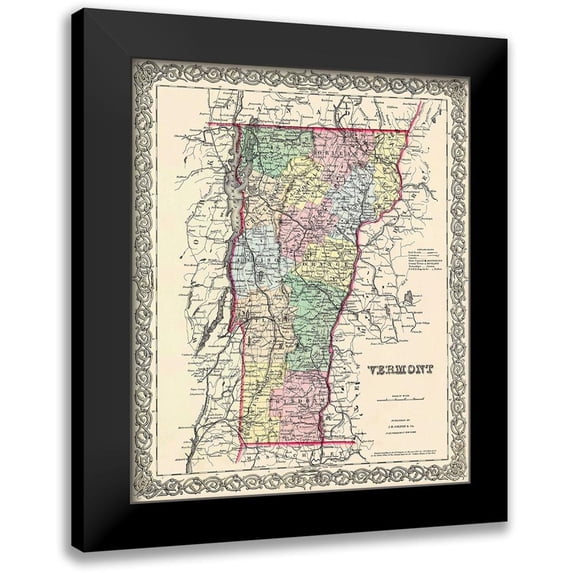 Colton 20x24 Black Modern Framed Museum Art Print Titled - Vermont - Colton 1855