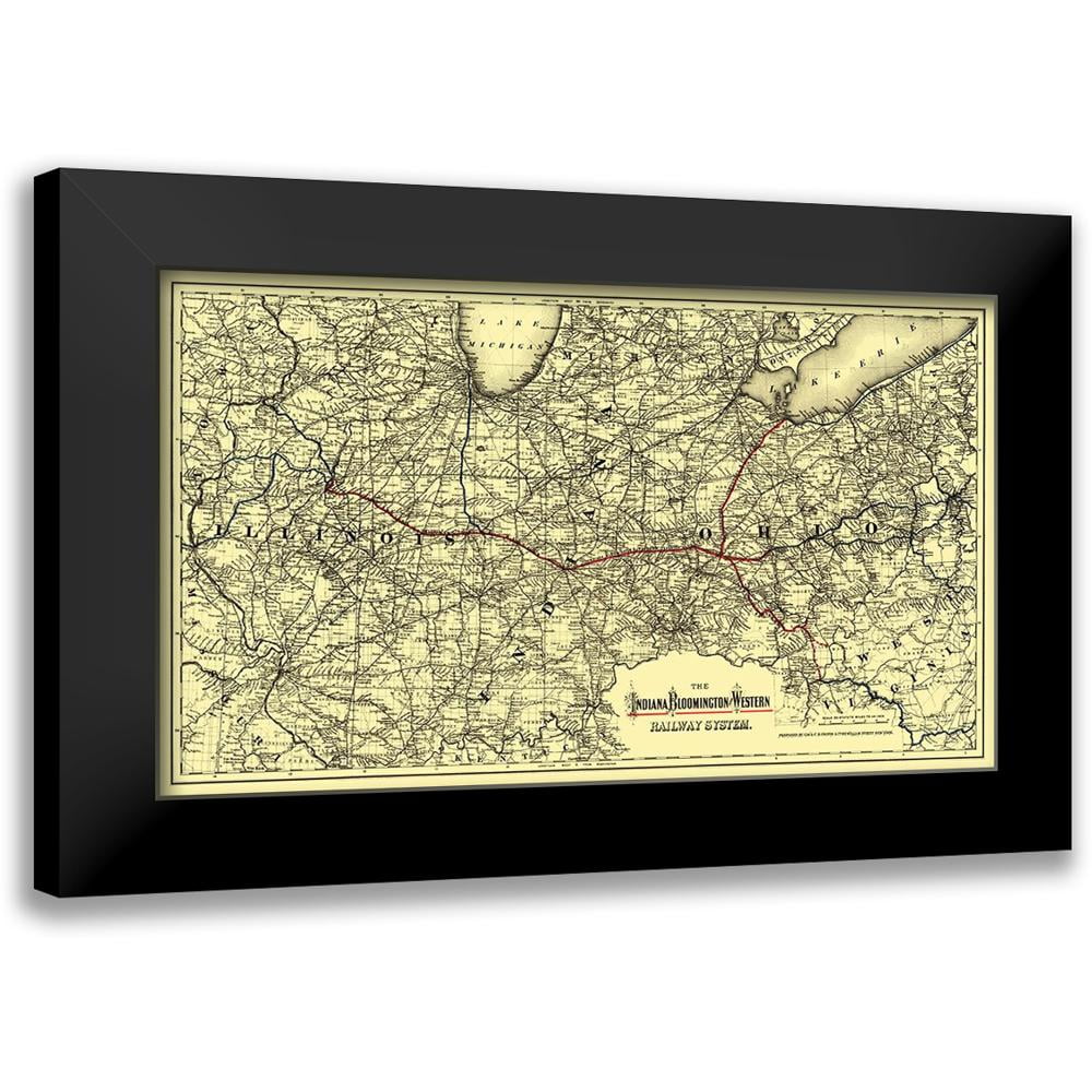 Colton 24x16 Black Modern Framed Museum Art Print Titled Indiana, Bloomington and Western