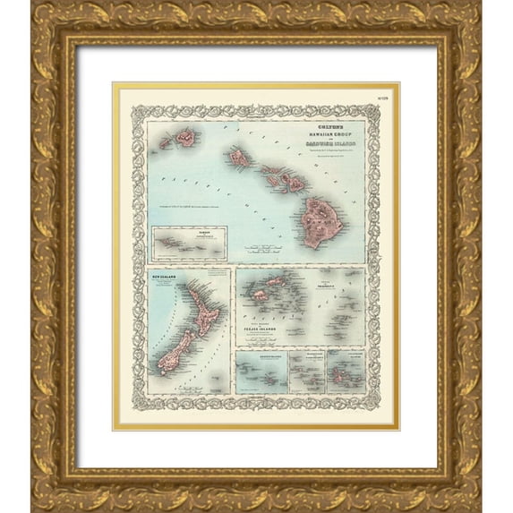 Colton 26x31 Gold Ornate Wood Framed with Double Matting Museum Art Print Titled - Hawaii - Colton 1855