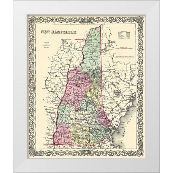 Colton 26x31 White Modern Wood Framed Museum Art Print Titled - New Hampshire - Colton 1855