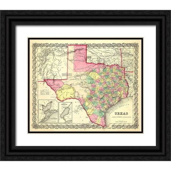 Colton 31x26 Black Ornate Wood Framed with Double Matting Museum Art Print Titled - Texas - Colton 1856