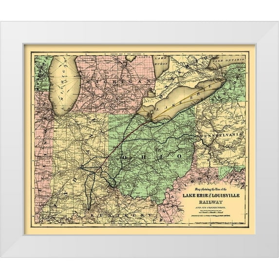Colton 31x26 White Modern Wood Framed Museum Art Print Titled - Lake Erie and Louisville Railway - Colton 1872