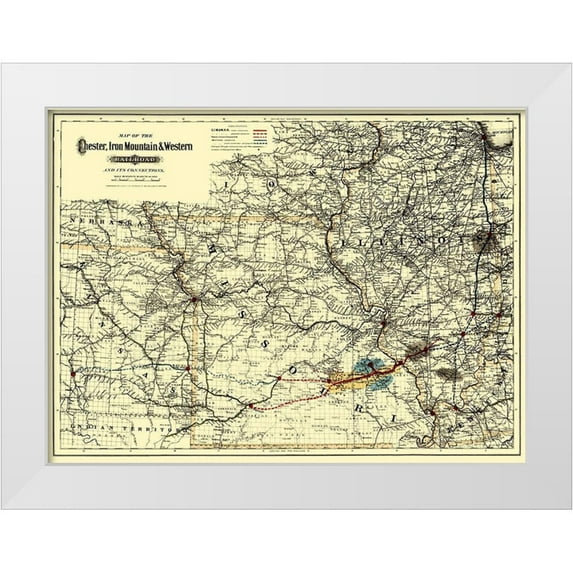 Colton 32x25 White Modern Wood Framed Museum Art Print Titled - Chester, Iron Mountain and Western 1881