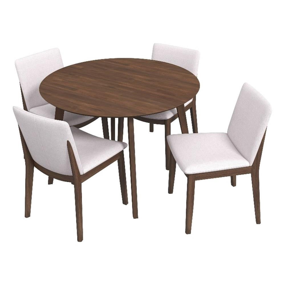 Colton Mid Century Modern Solid Wood Walnut 5 Piece Dining Room Set ...
